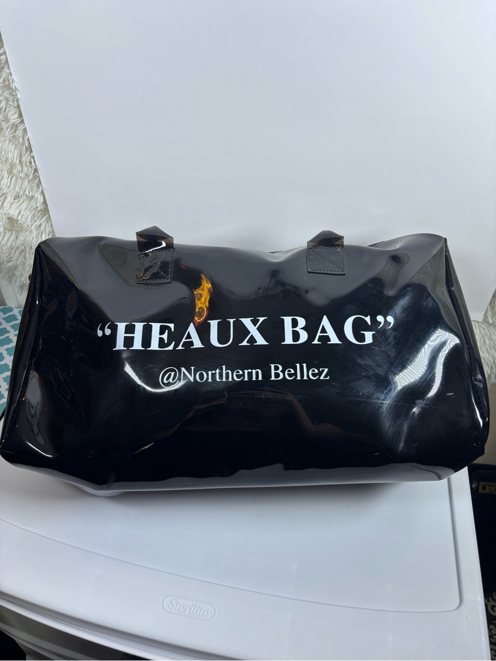 Black HEAUX BAG Glossy Travel Duffle - Picture 4 of 9